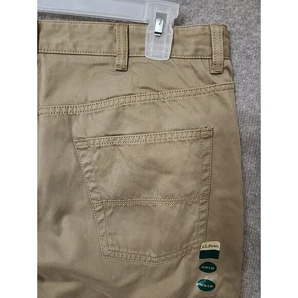 LL Bean Lakewashed Stretch Khaki Pants Men 36x30 Heritage Khaki Straight Leg NEW - Picture 7 of 9